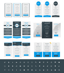 Set of pricing table design templates for websites vector