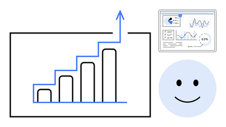 bar graph with upward arrow analytics dashboard vector image
