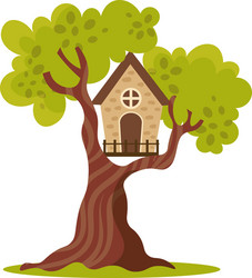 cute small treehouse with one window vector image