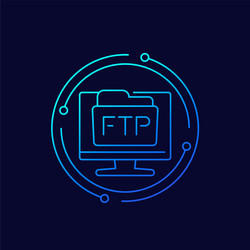 ftp folder linear icon with a computer vector