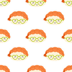 seamless pattern with shrimp sushi character