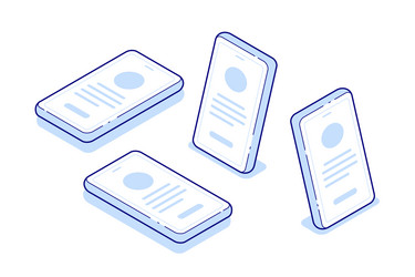 isometric phone mockup for showing ui app and web vector image