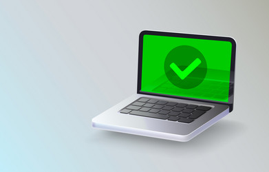 Laptop icon check mark notebook approve computer vector