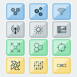 robotics icons set with information components vector image