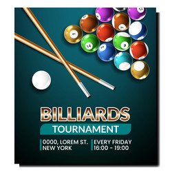 Billiards tournament creative promo poster vector