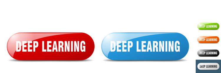 Deep learning button key sign push set vector