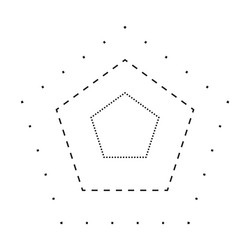 tracing pentagon shape symbol dashed and dotted vector