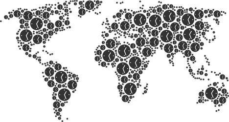 global atlas pattern of clock items vector image