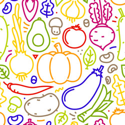 Lineart flat style vegetables seamless vector