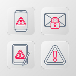 set line exclamation mark in triangle tablet vector image