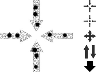 shrink arrows polygonal mesh icon with pathogen vector image