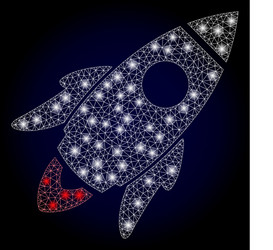 bright web net space rocket with glare spots vector image