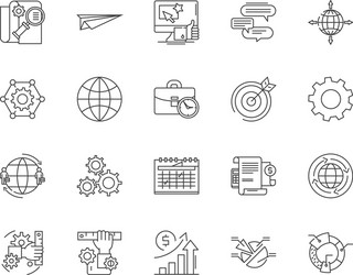 Data center line icons signs set outline vector