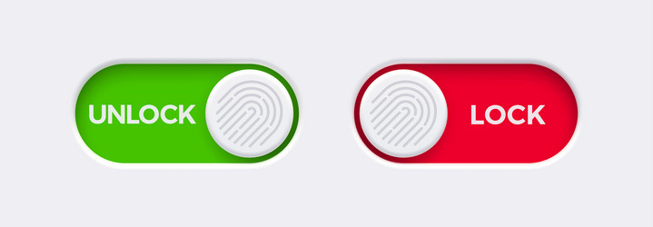 Lock and Unlock Toggle Buttons with Fingerprint vector image
