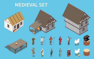 Medieval house isometric concept Royalty Free Vector Image