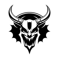 devil head black and white icon Vector Image