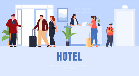 hotel reception on the first floor service staff vector