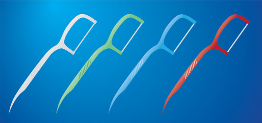 Dental floss picks multi-color cleaning vector