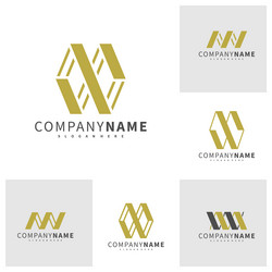 Elegant MW Initial Logo Set Vector Image
