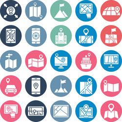 map and navigation isolated icons set vector image