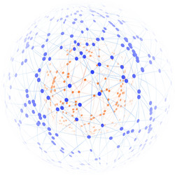 sphere with connected lines and dots wireframe vector image