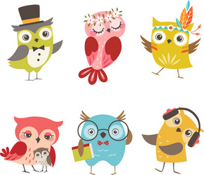 Adorable Owl Set Vector Image