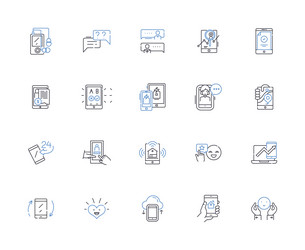 data computing line icons collection analytics vector