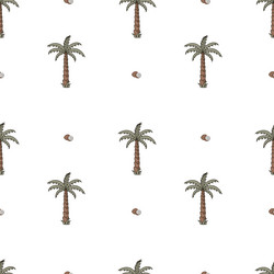 hand-drawn seamless pattern with palm trees vector image