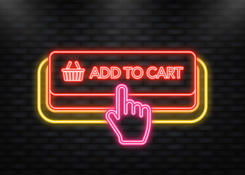 neon icon add to cart banner for web design vector