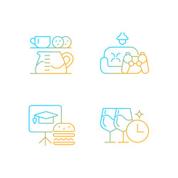 Employee engagement gradient linear icons set vector