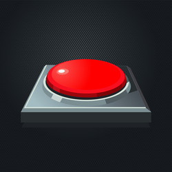 Realistic red button interface element vector