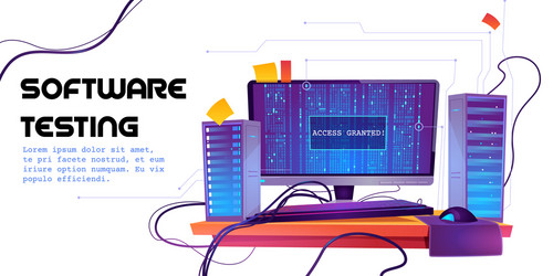 Software Testing Banner - Bug Tracking vector image