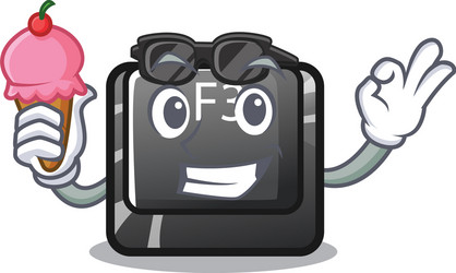 with ice cream button f3 on character keyboard vector image