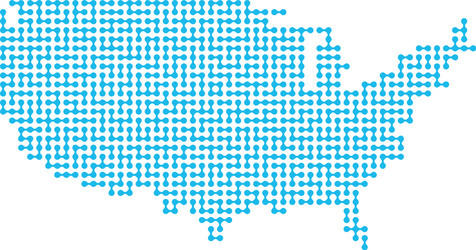 usa map in connected dots concept networking vector image