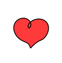Abstract color heart as continuous line drawing vector