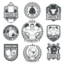 Boxing Badges and Stickers Collection Vector Image