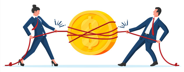 Business people pull of coin vector