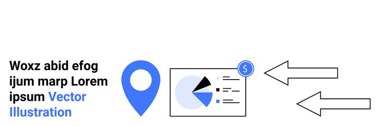 pie chart analytics with map pin location vector image