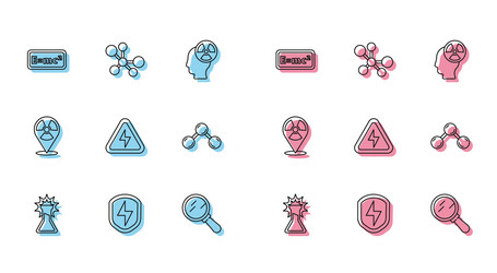 set line test tube and flask secure shield vector image
