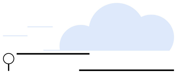 abstract cloud with wind lines and minimalist tree vector image