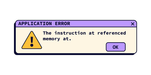 application error window with text in retro style vector image
