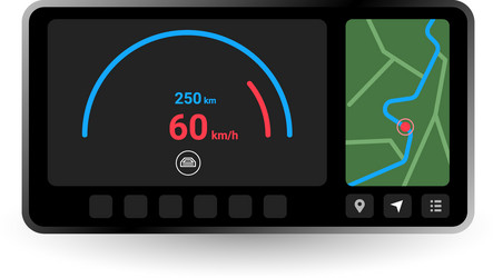 vehicle dashboard ui with speedometer vector image