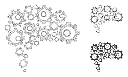 gear brain mesh network model and triangle vector image