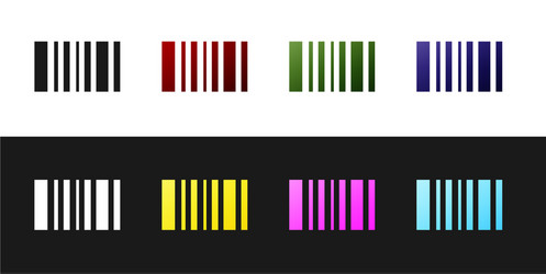 set barcode icon isolated on black and white vector