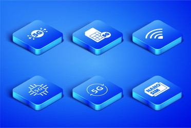 set nano sim card 5g network processor and wi vector image