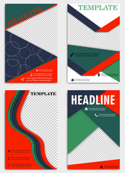 set of annual report brochures flyers design vector