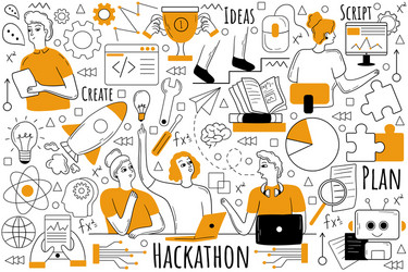 Coding Hackathon Doodle Set vector image