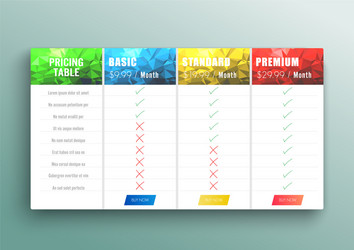 comparison pricing list set offer tariffs ui ux vector image