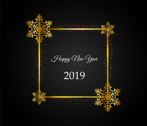 golden rectangular frame with falling shiny vector image