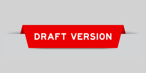 red color inserted label with word draft version vector image